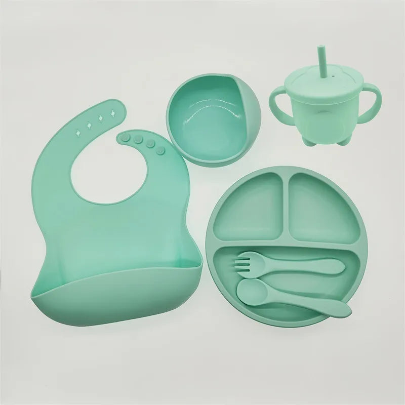Set vaisselle bébé / bambin / enfant Ik Ben Zo Mooi - vert sauge Vert -  Siliconen 